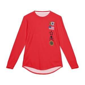 Red - Men's UV Protection Long Sleeve - American Flag & Bitcoin Design