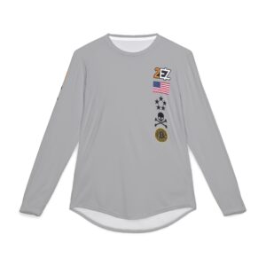 Grey - Men's UV Protection Long Sleeve - American Flag & Bitcoin Design